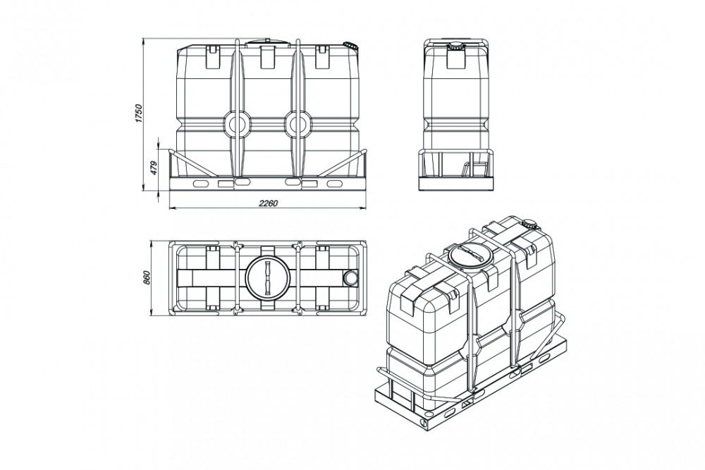 Емкость SK 2000л в обрешетке