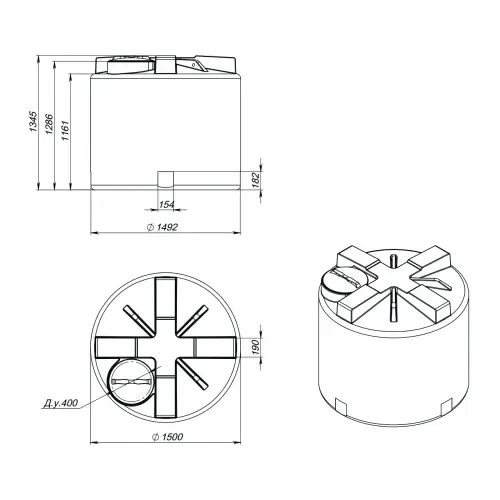 Емкость T 2000 синий в обрешетке