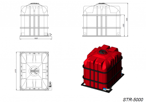 Емкость STR 5000 с откидной крышкой в обрешетке (полный слив) 