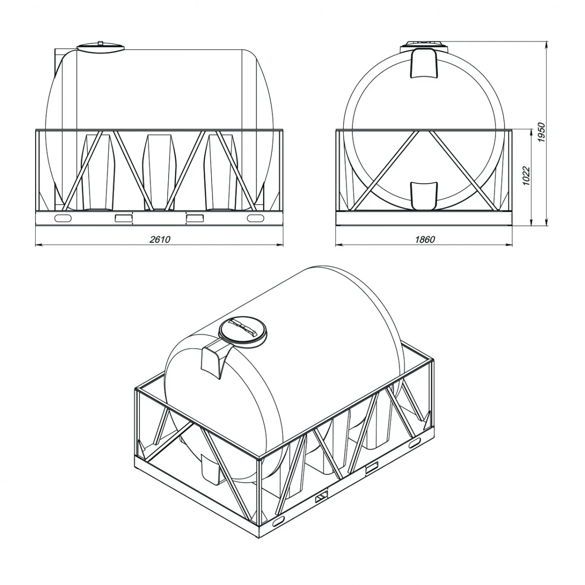 Емкость H 5000л в обрешетке 