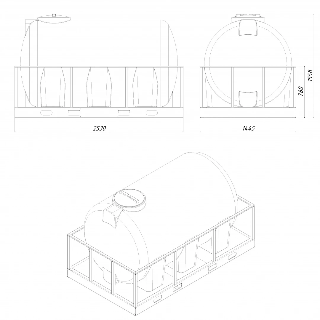 Емкость H 3000л в обрешетке New 