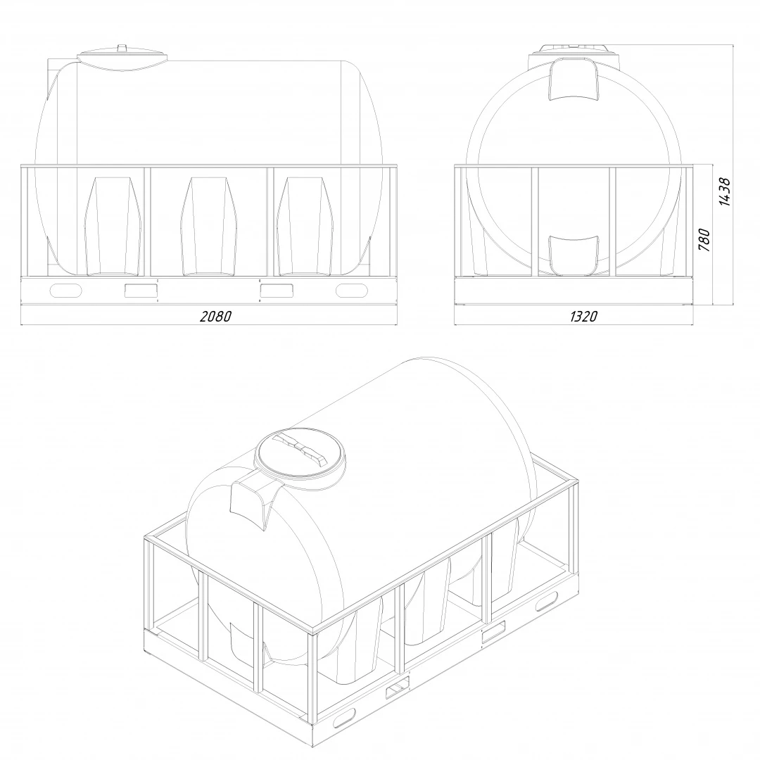 Емкость H 2000л в обрешетке New 
