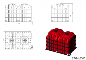 Кассета двойная STR 6000 x 2 с откидной крышкой (полный слив) 