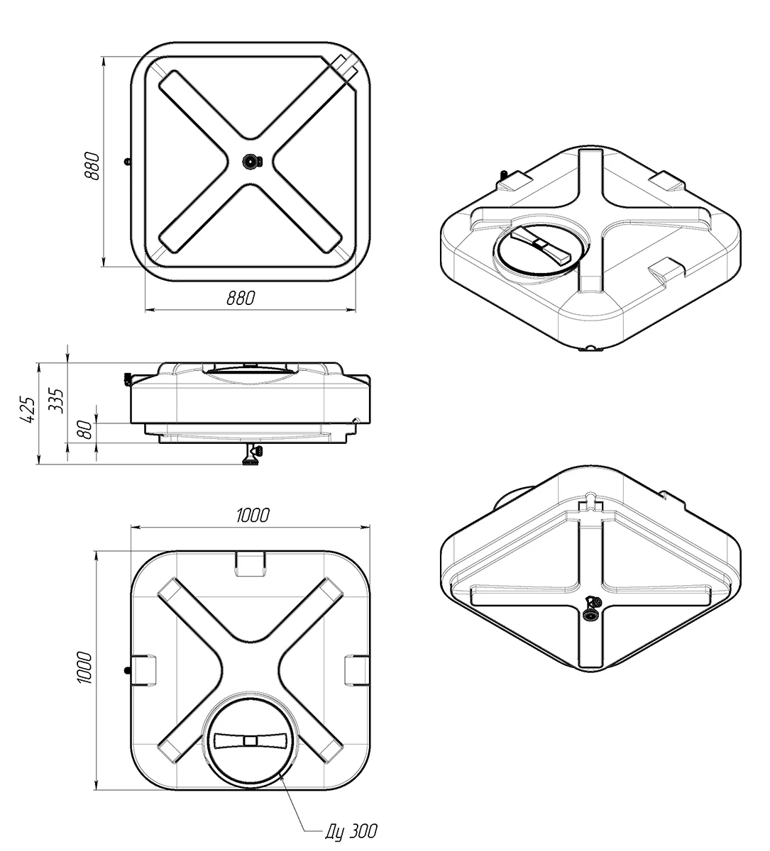 Бак для душа  200 литров с лейкой 