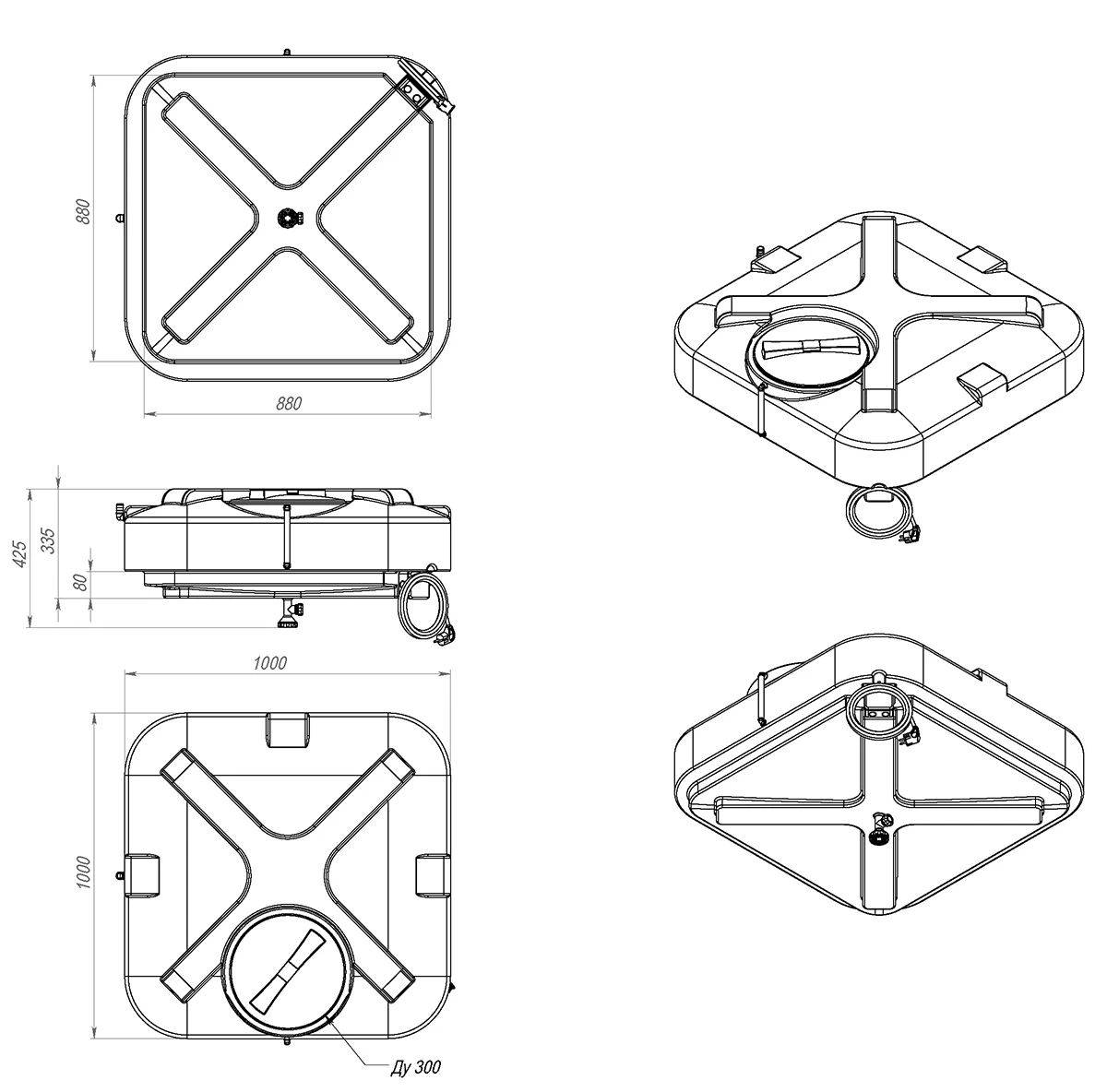 Бак для душа 200 литров с подогревом и лейкой