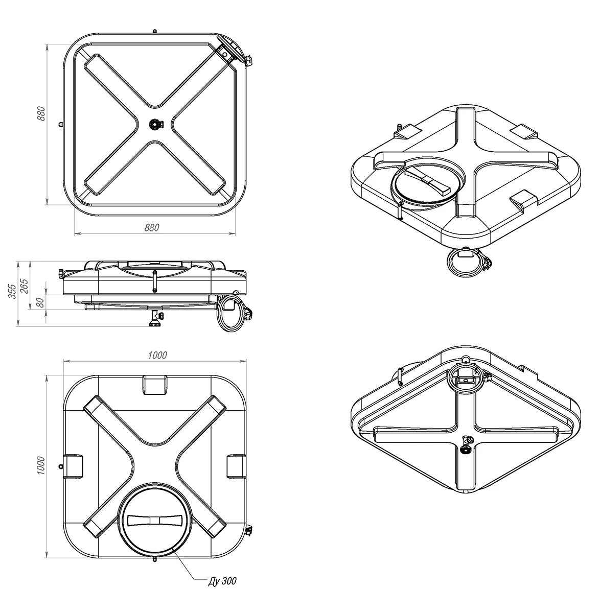 Бак для душа  150 литров с подогревом и лейкой 