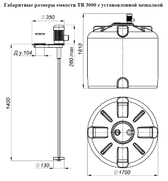 Емкость TR 3000 усиленная с турбинной мешалкой и насосом МАГНА 10