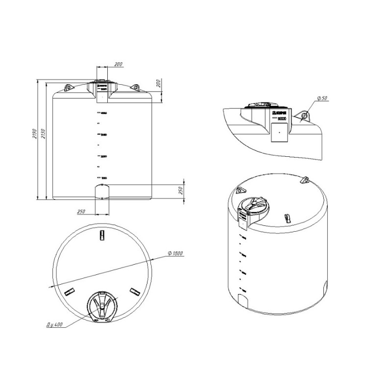Емкость TOR 5000 л синяя