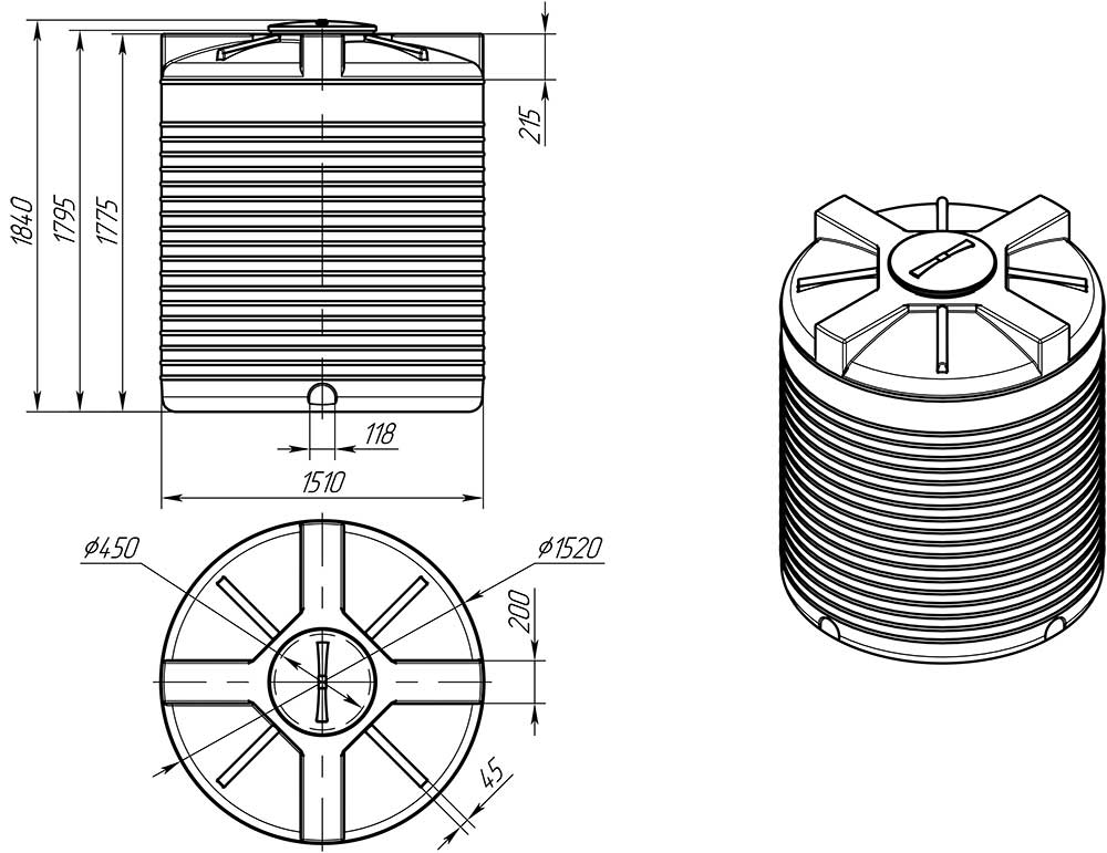 Ёмкость vert 3000 л