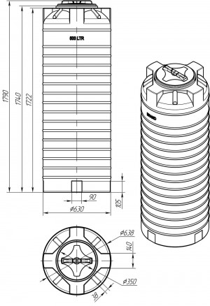 Ёмкость vert 500 л 