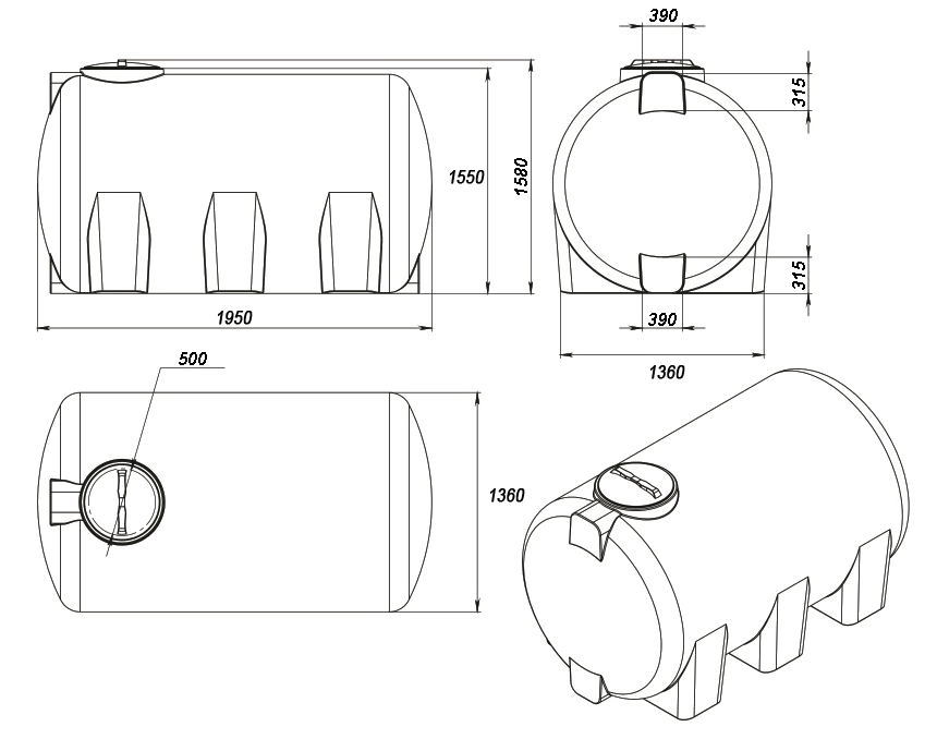 Емкость gor 3000л blue